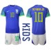 Günstige Brasilien Neymar Jr #10 Babykleidung Auswärts Fussballtrikot Kinder WM 2022 Kurzarm (+ kurze hosen)